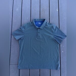 UNTUCKit Polo Shirt Mens Size XL Geometric Damaschino Performance Navy All Over